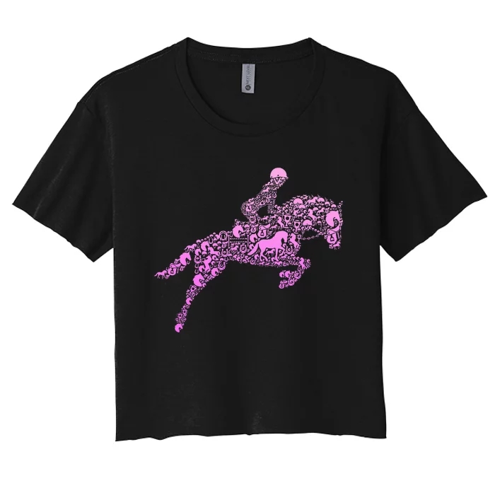 Horse Lover Girl Horseback Riding Women Women's Crop Top Tee