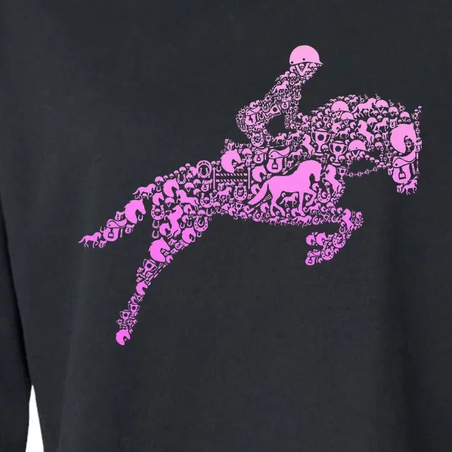 Horse Lover Girl Horseback Riding Women Cropped Pullover Crew