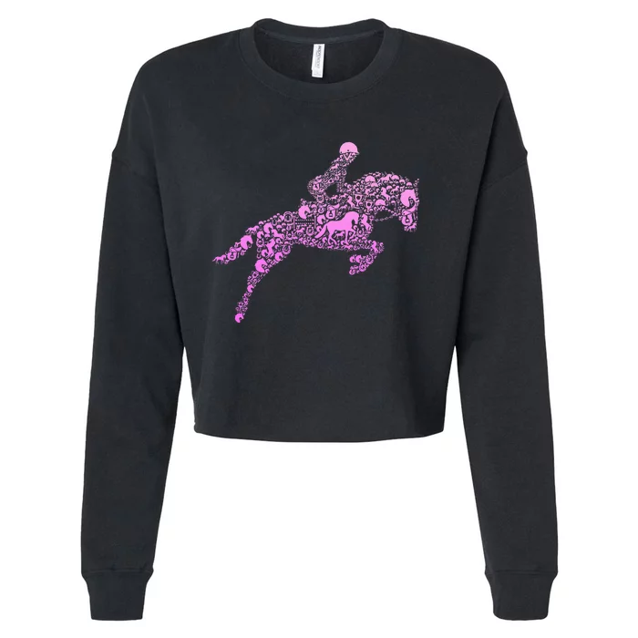 Horse Lover Girl Horseback Riding Women Cropped Pullover Crew