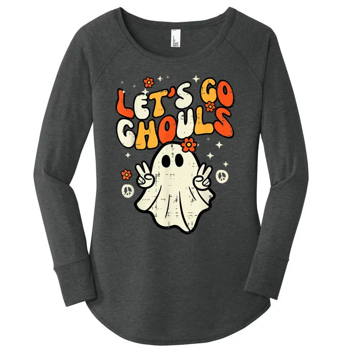 Halloween Lets Go Ghouls Ghost Retro Costume Women's Perfect Tri Tunic Long Sleeve Shirt