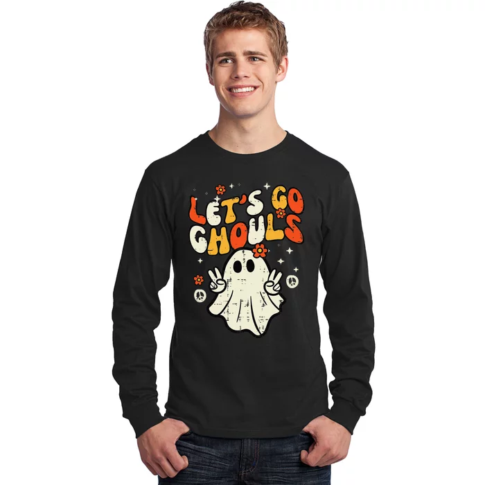 Halloween Lets Go Ghouls Ghost Retro Long Sleeve Shirt