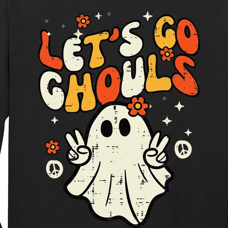 Halloween Lets Go Ghouls Ghost Retro Long Sleeve Shirt