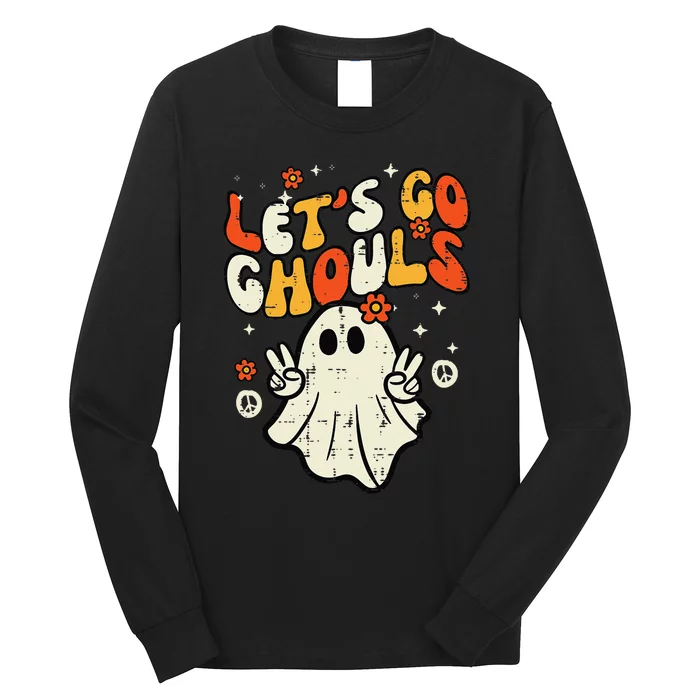 Halloween Lets Go Ghouls Ghost Retro Long Sleeve Shirt