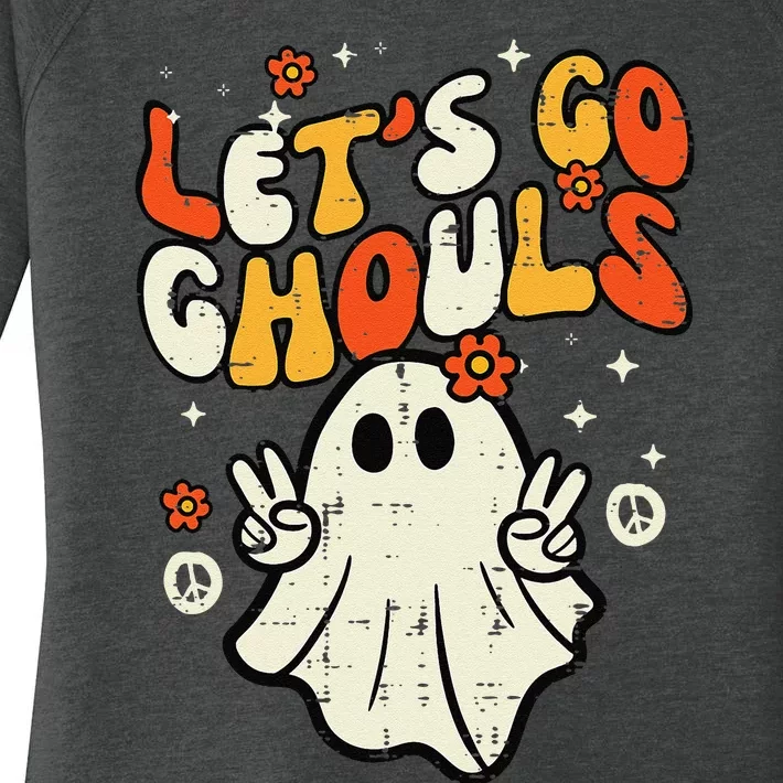 Halloween Lets Go Ghouls Ghost Retro Women's Perfect Tri Tunic Long Sleeve Shirt