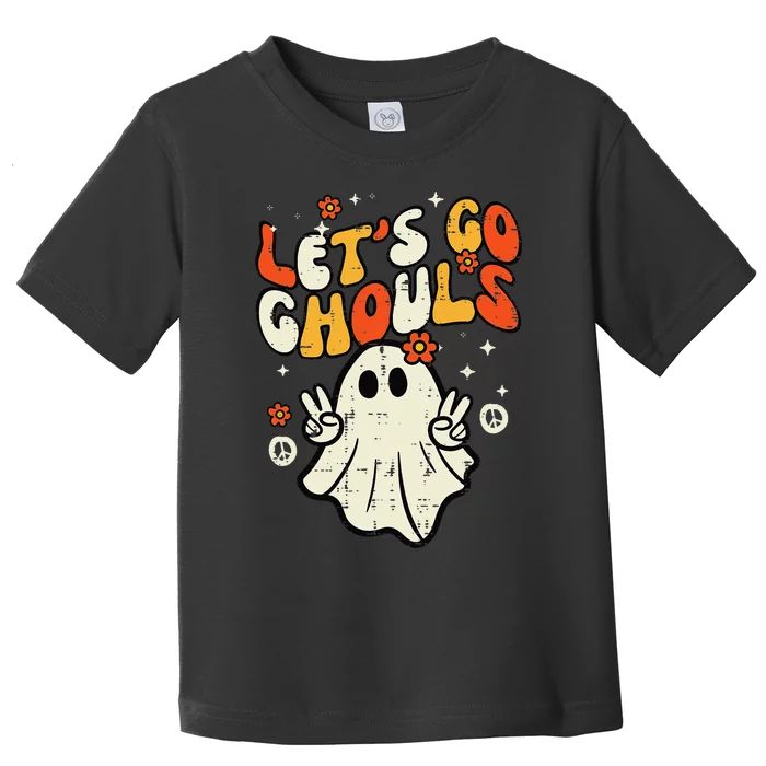 Halloween Lets Go Ghouls Ghost Retro Toddler T-Shirt