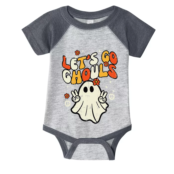 Halloween Lets Go Ghouls Ghost Retro Infant Baby Jersey Bodysuit