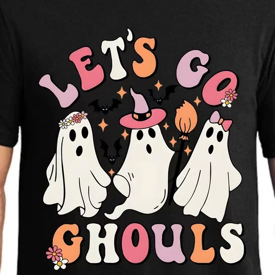 Halloween Lets Go Ghouls Fall Spooky Ghost Pumpkin Gift Pajama Set