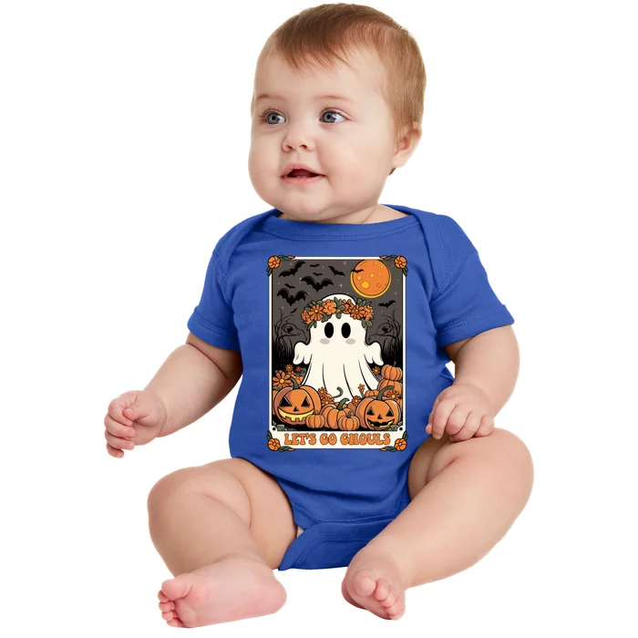 Halloween Lets Go Ghouls Ghost Retro Costume Tarot Card Gift Baby Bodysuit