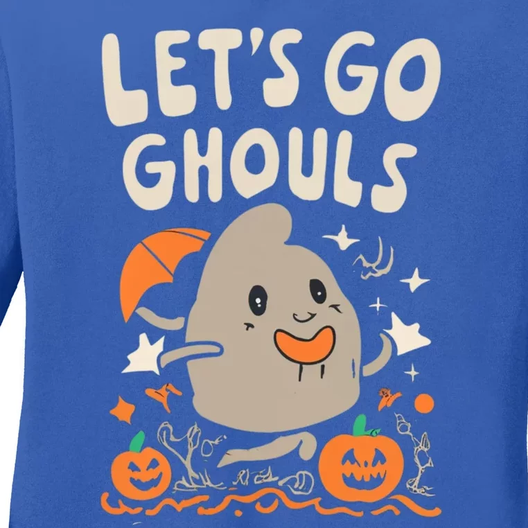 Halloween Lets Go Ghouls Spooky Sweet Potato Pumpkin Gift Ladies Long Sleeve Shirt