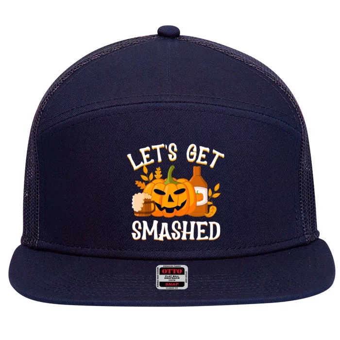 Halloween LetS Get Smashed Gift 7 Panel Mesh Trucker Snapback Hat