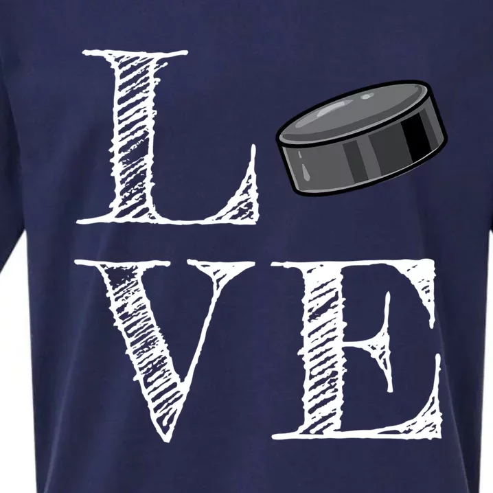 Hockey Lover Gift Love Hockey Gift Sueded Cloud Jersey T-Shirt