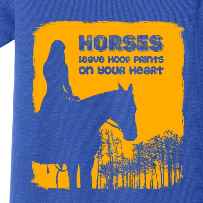 Horses Leave Hoof Prints On Your Heart Horseback Riding Gift Baby Bodysuit