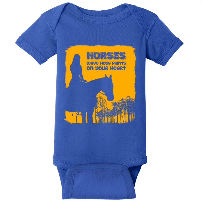 Horses Leave Hoof Prints On Your Heart Horseback Riding Gift Baby Bodysuit