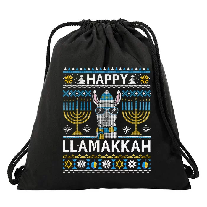 Happy Llamakkah Hanukkah Llama Menorah Chanukah Alpaca Gift Drawstring Bag