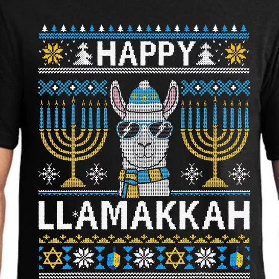 Happy Llamakkah Hanukkah Llama Menorah Chanukah Alpaca Gift Pajama Set