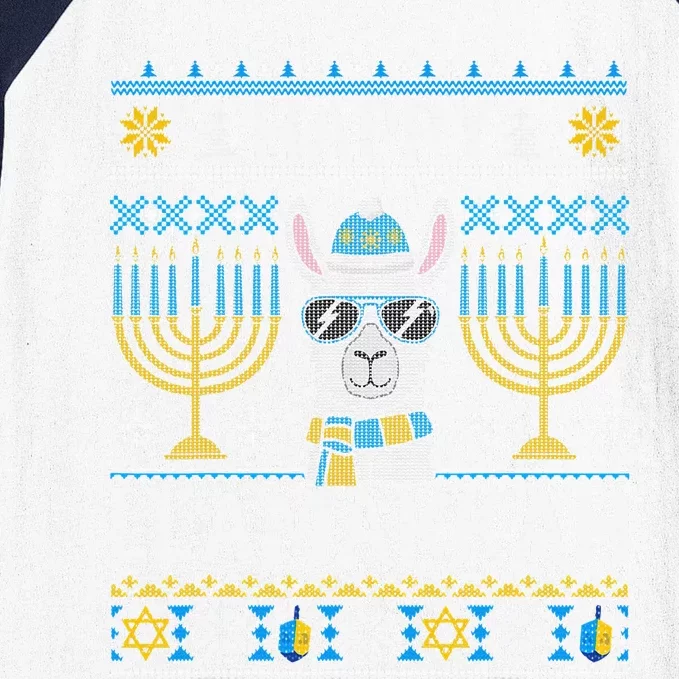 Happy Llamakkah Hanukkah Llama Menorah Chanukah Alpaca Gift Baseball Sleeve Shirt