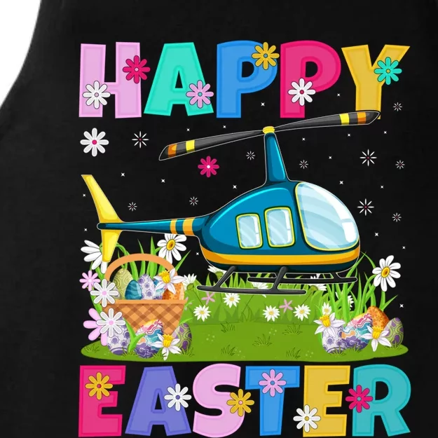 Helicopter Lover Happy Easter Funny Helicopter Easter Sunday Gift Ladies Tri-Blend Wicking Tank