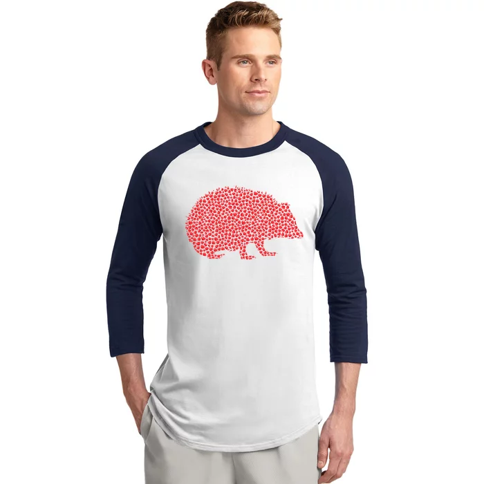 Hedgehog Lover Heart Shape Hedgehog Valentine's Day Funny Gift Baseball Sleeve Shirt