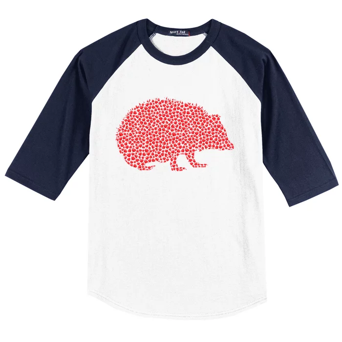 Hedgehog Lover Heart Shape Hedgehog Valentine's Day Funny Gift Baseball Sleeve Shirt