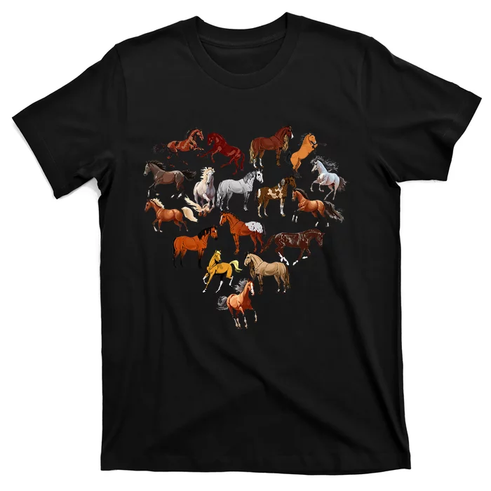 Horse Love Heart Equestrian Horse Rider Lover T-Shirt