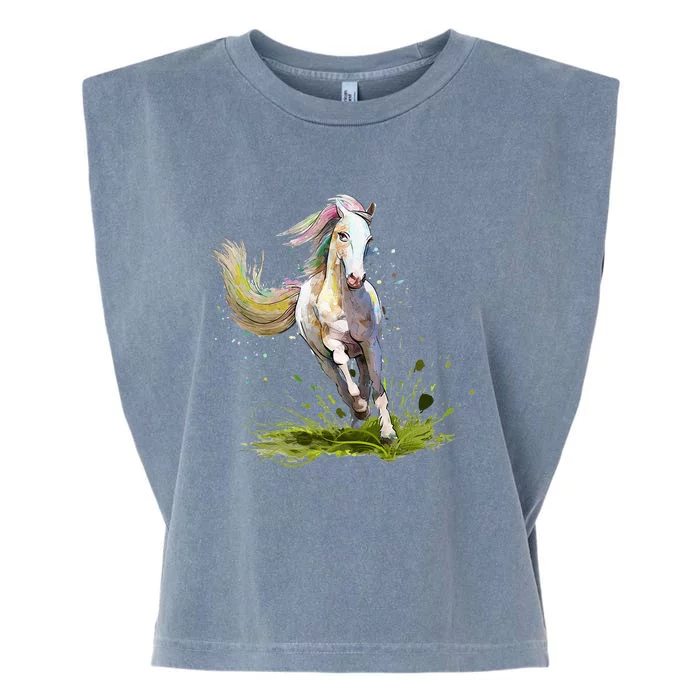 Horse Lover Horseback Riding Equestrian Horse Garment-Dyed Women's Muscle Tee