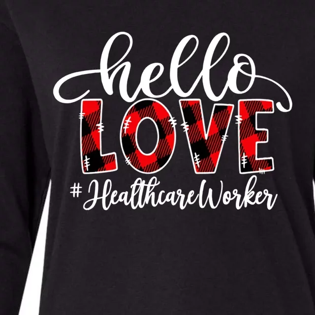 Hello Love Healthcare Worker Flannel Valentine's Day Meaningful Gift Womens Cotton Relaxed Long Sleeve T-Shirt