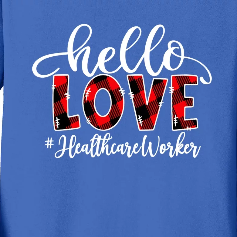 Hello Love Healthcare Worker Flannel Valentine's Day Meaningful Gift Kids Long Sleeve Shirt