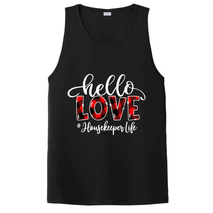 Hello Love Housekeeper Flannel Valentine's Day Gift Performance Tank