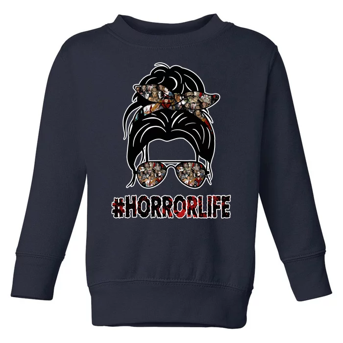 Horror Life Halloween Lover Hair Bun Toddler Sweatshirt