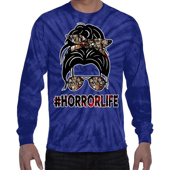 Horror Life Halloween Lover Hair Bun Tie-Dye Long Sleeve Shirt