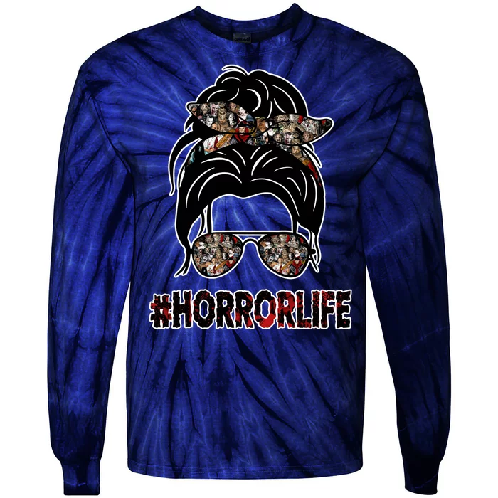 Horror Life Halloween Lover Hair Bun Tie-Dye Long Sleeve Shirt