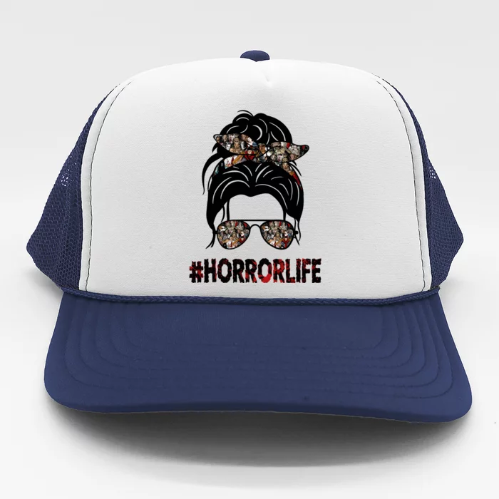 Horror Life Halloween Lover Hair Bun Trucker Hat