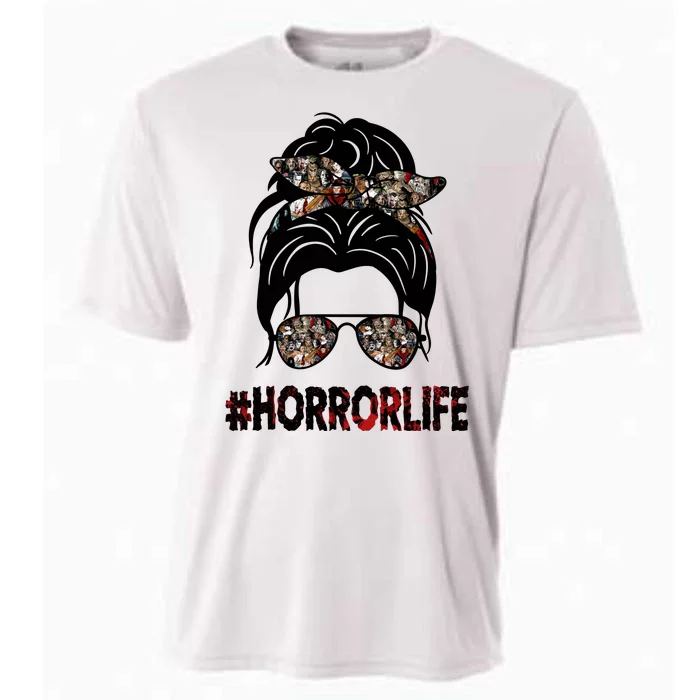 Horror Life Halloween Lover Hair Bun Cooling Performance Crew T-Shirt