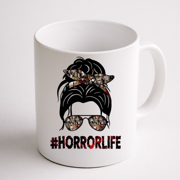 Horror Life Halloween Lover Hair Bun Front & Back Coffee Mug