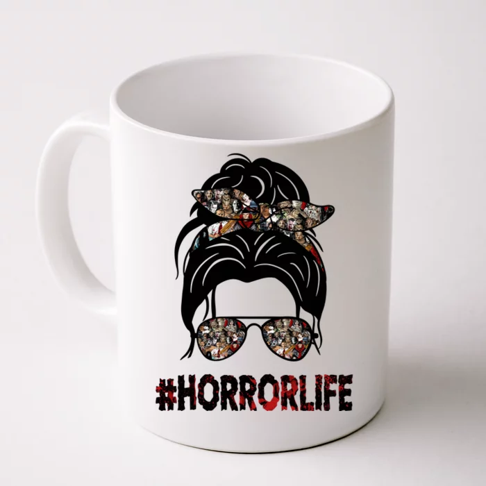 Horror Life Halloween Lover Hair Bun Front & Back Coffee Mug