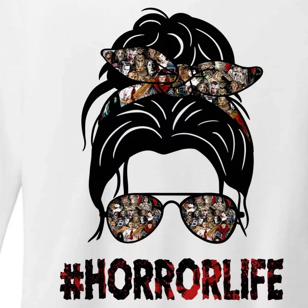 Horror Life Halloween Lover Hair Bun Womens CVC Long Sleeve Shirt