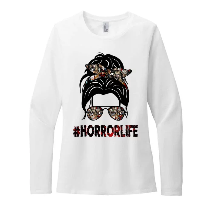 Horror Life Halloween Lover Hair Bun Womens CVC Long Sleeve Shirt