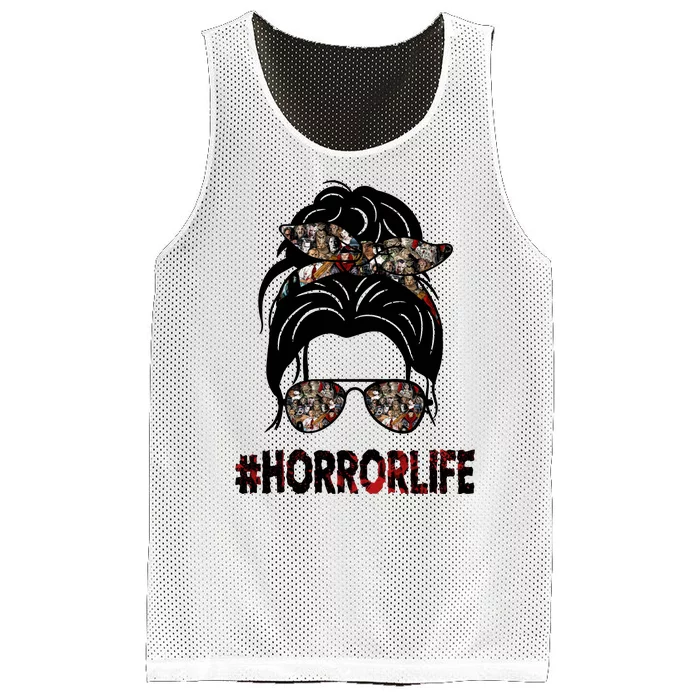 Horror Life Halloween Lover Hair Bun Mesh Reversible Basketball Jersey Tank