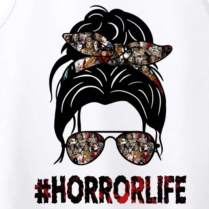 Horror Life Halloween Lover Hair Bun Performance Tank