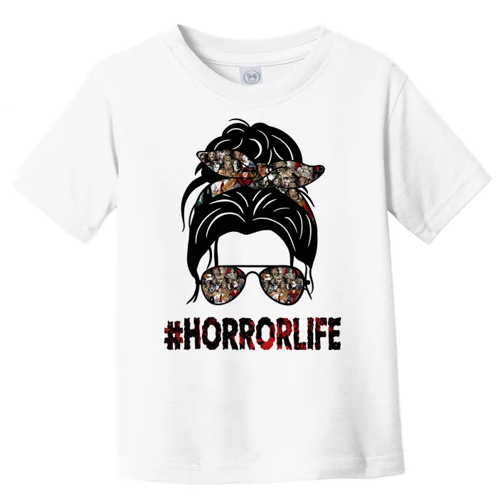 Horror Life Halloween Lover Hair Bun Toddler T-Shirt