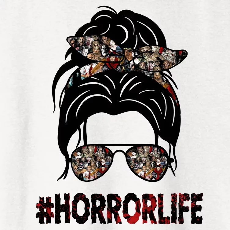 Horror Life Halloween Lover Hair Bun Women's Crop Top Tee