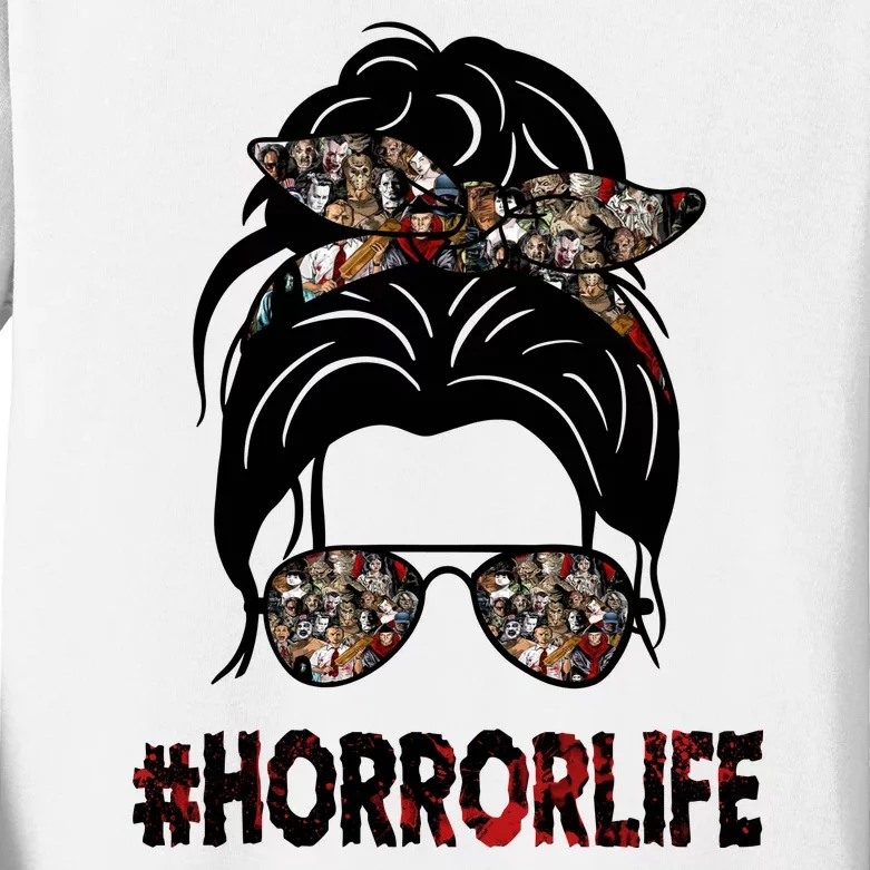 Horror Life Halloween Lover Hair Bun Kids Long Sleeve Shirt