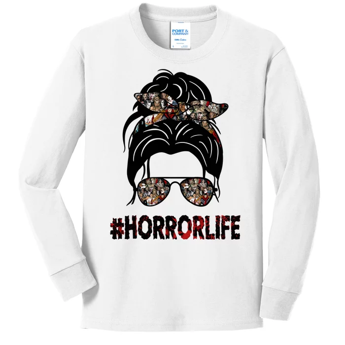 Horror Life Halloween Lover Hair Bun Kids Long Sleeve Shirt