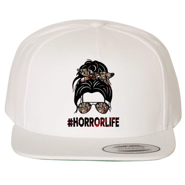 Horror Life Halloween Lover Hair Bun Wool Snapback Cap