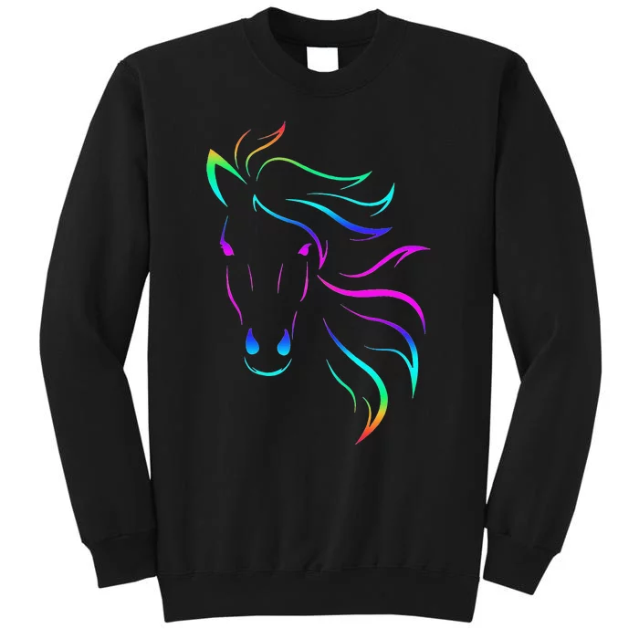 Horse Lovers Horseback Riding Equestrian Colorful Tall Sweatshirt