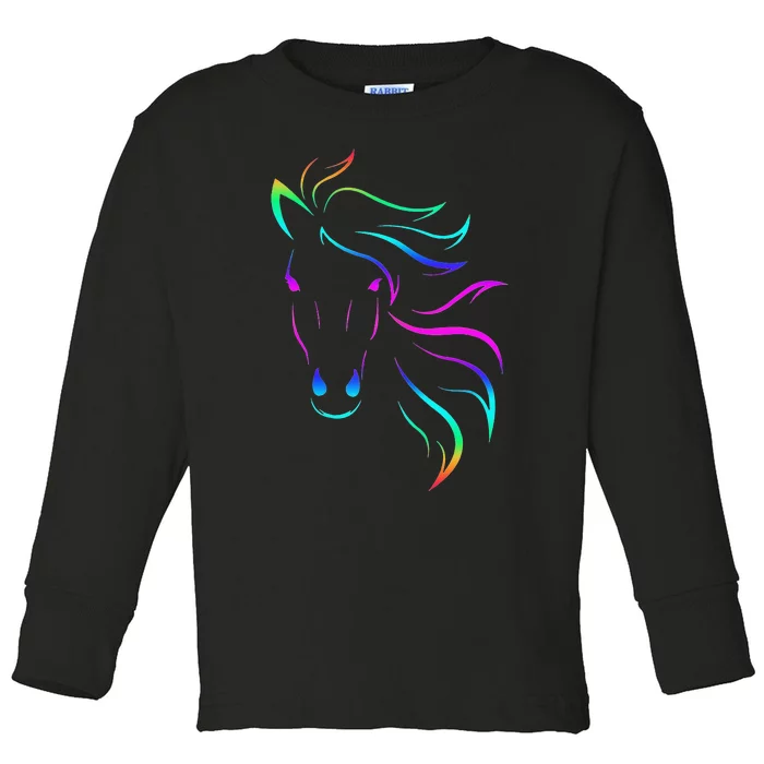 Horse Lovers Horseback Riding Equestrian Colorful Toddler Long Sleeve Shirt