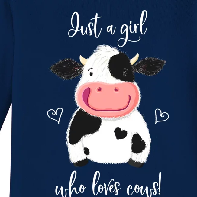 Happy Little Holstein Just A Girl Who Loves Cows Gift Baby Long Sleeve Bodysuit