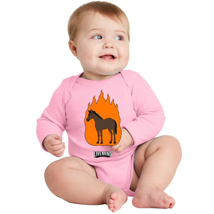 Hivemindtv Livemind Horse Baby Long Sleeve Bodysuit