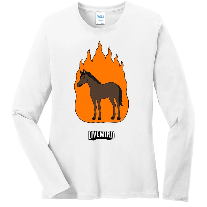 Hivemindtv Livemind Horse Ladies Long Sleeve Shirt