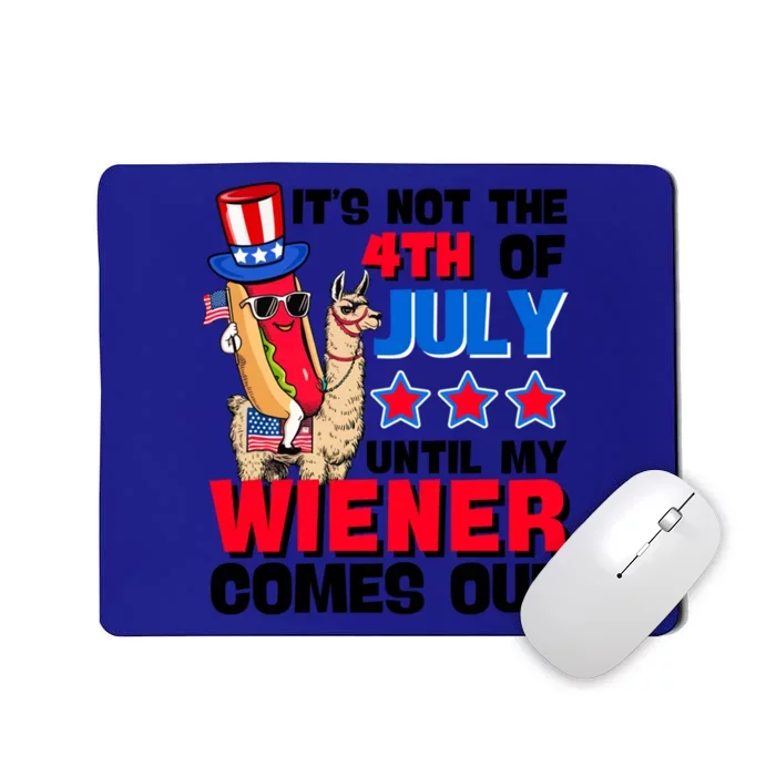 Hotdog Llama ItS Not 4th Of July Until My Wiener Comes Out Gift Mousepad